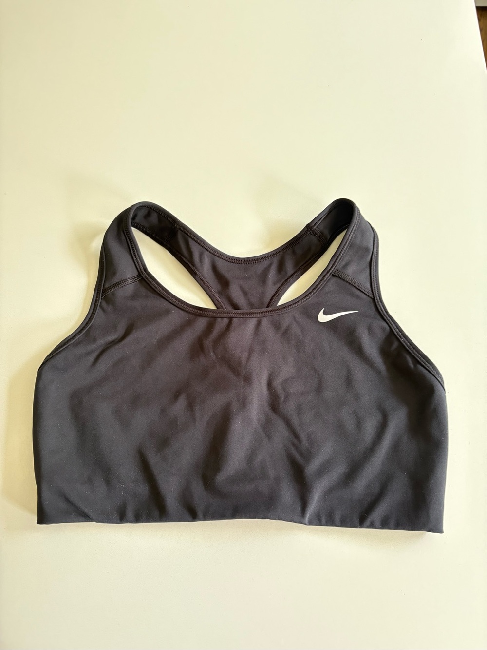 Nike Black Racerback Sports Bra with White Swoosh